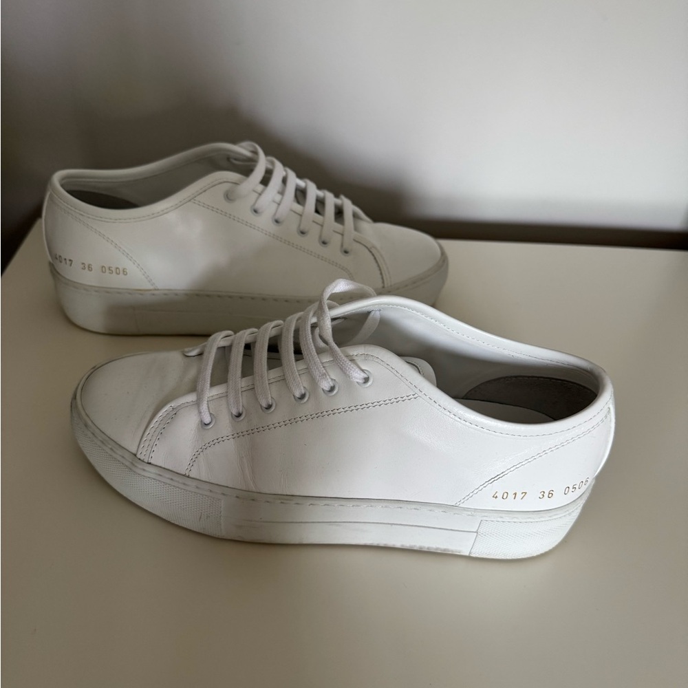 Common Projects White Leather Platform Sneakers
